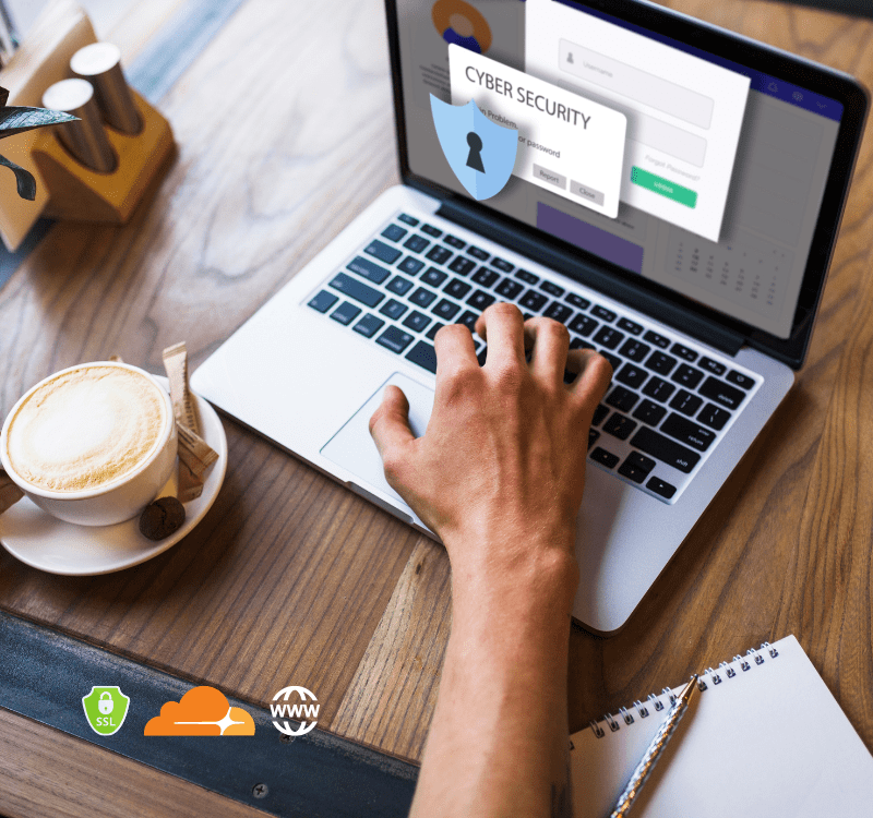 Image of a laptop using cloud web hosting