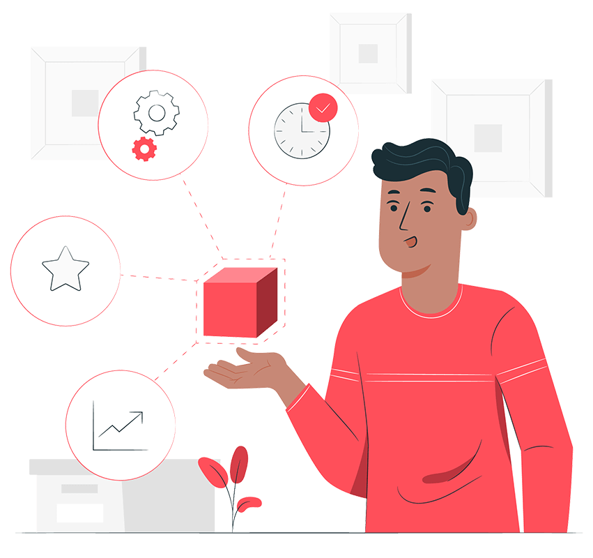 Image of a man showing the features of linux shared hosting